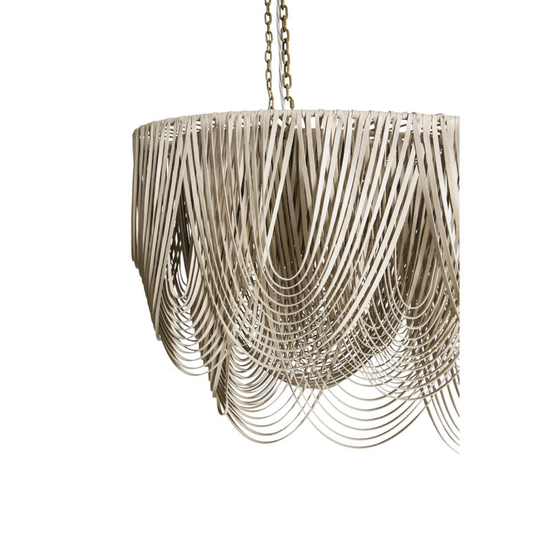 Medium Oval Leather Fringe Chandelier