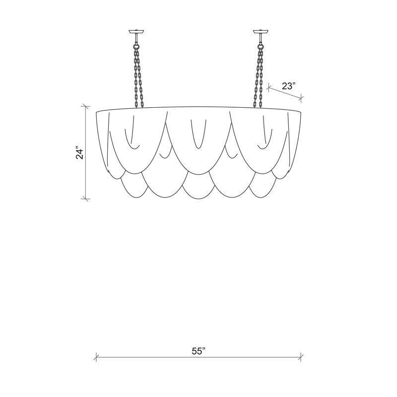Medium Oval Leather Fringe Chandelier