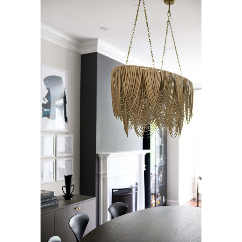 Medium Oval Leather Fringe Chandelier