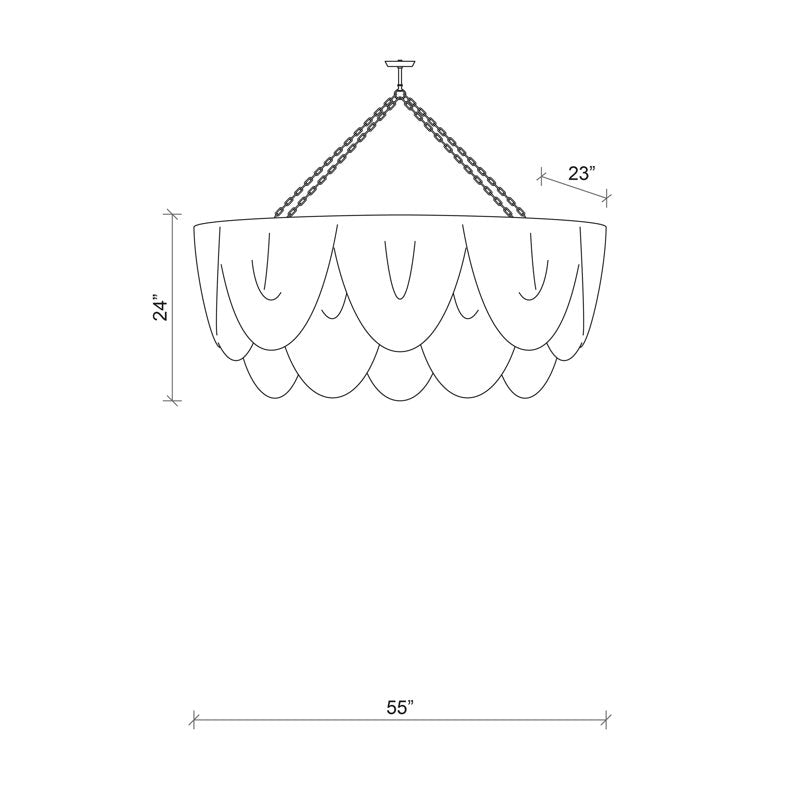 Medium Oval Leather Fringe Chandelier