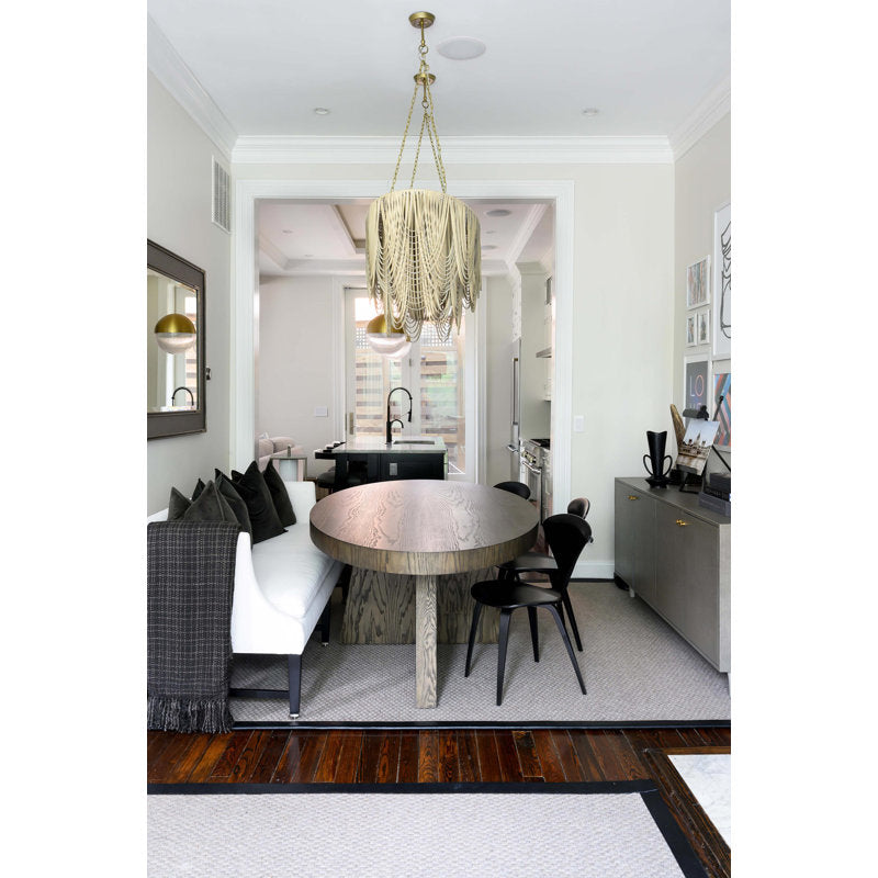 Medium Oval Leather Fringe Chandelier