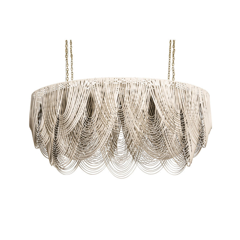 Medium Oval Leather Fringe Chandelier