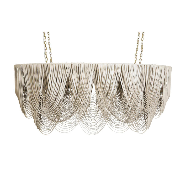 Medium Oval Leather Fringe Chandelier