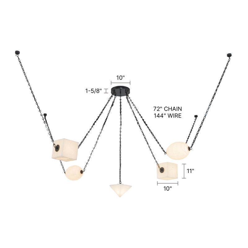 Mineral 5-Light Brass dimmable LED Chandelier