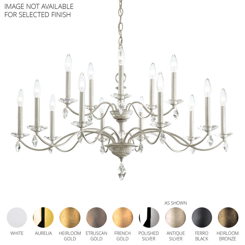 Modique 15 Light 39.5in x 22in Two-Tier Chandelier in Ferro Black with Clear Heritage Handcut Crystals