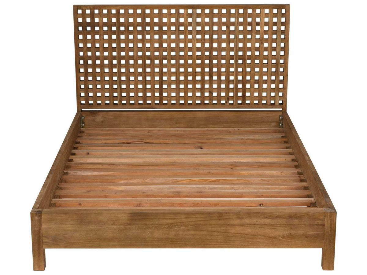 Quinnton Natural Brown Teak Wood King Platform Bed