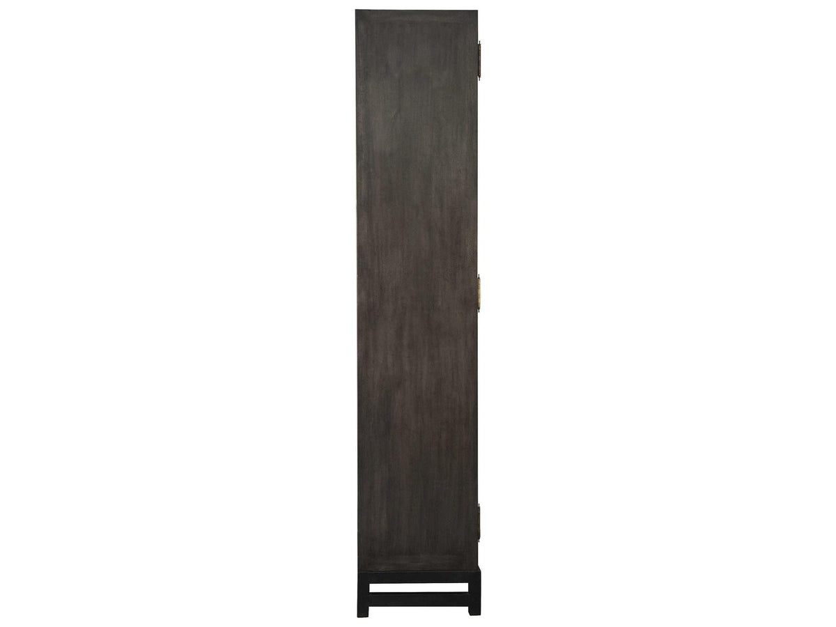 Maharadscha Pale Mahogany Wood Hutch Cabinet with Matte Black Base
