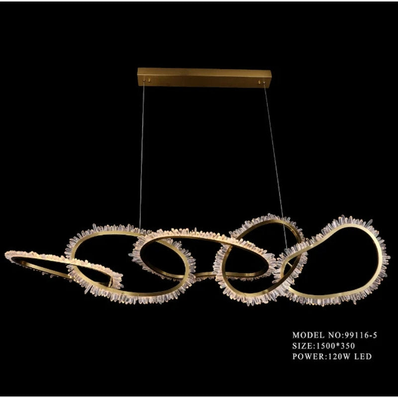 Natural Quartz 5 Rings Chandelier Lighting