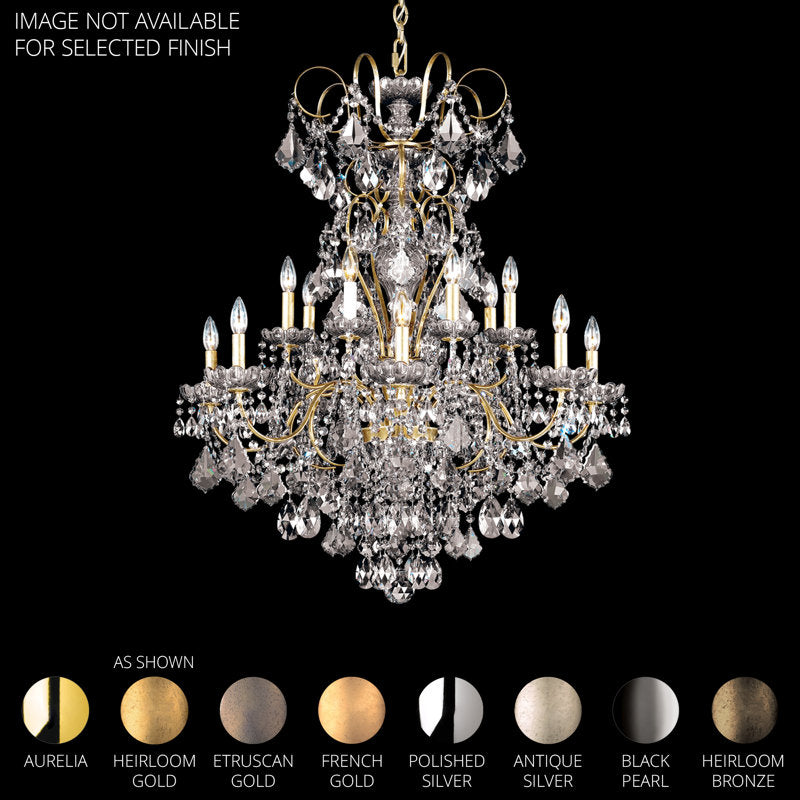 New Orleans 14 Light 32in x 38.5in Chandelier in Antique Silver with Clear Radiance Crystals