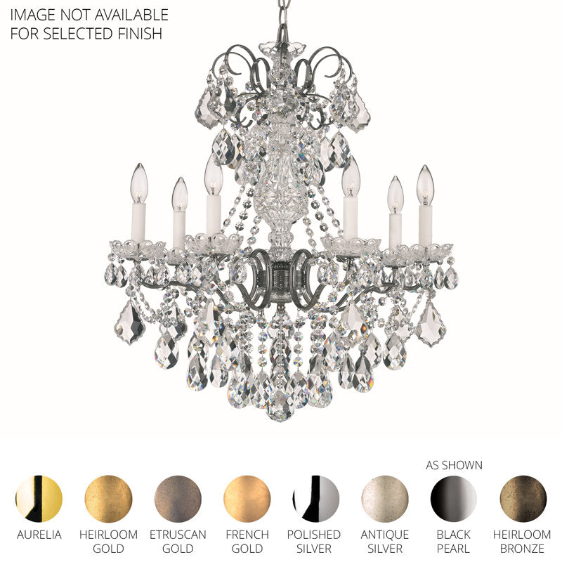 New Orleans 7 Light 24in x 27in Chandelier in Black Pearl with Clear Radiance Crystals