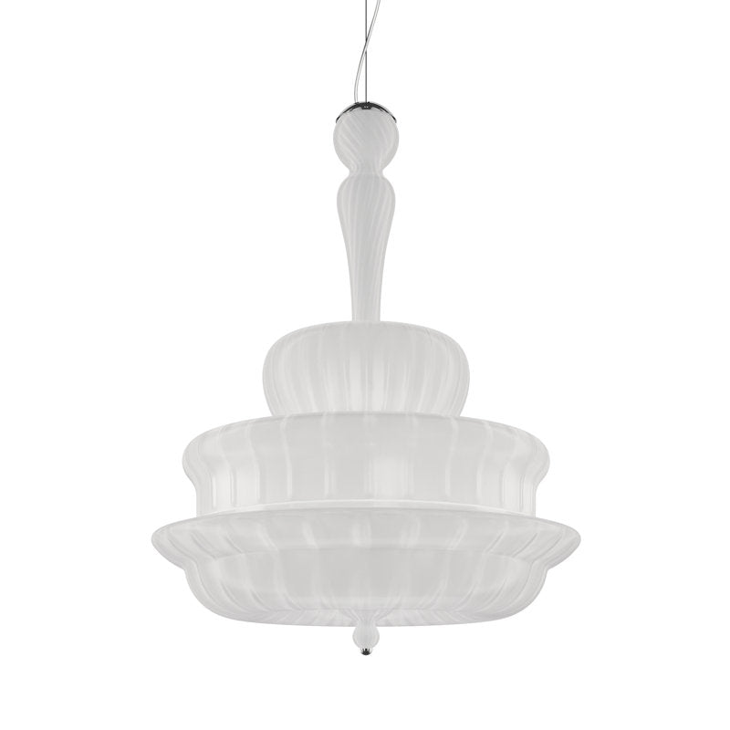 Novecento Suspension G Crystal Striped Glass Glossy Chrome E12 Ul