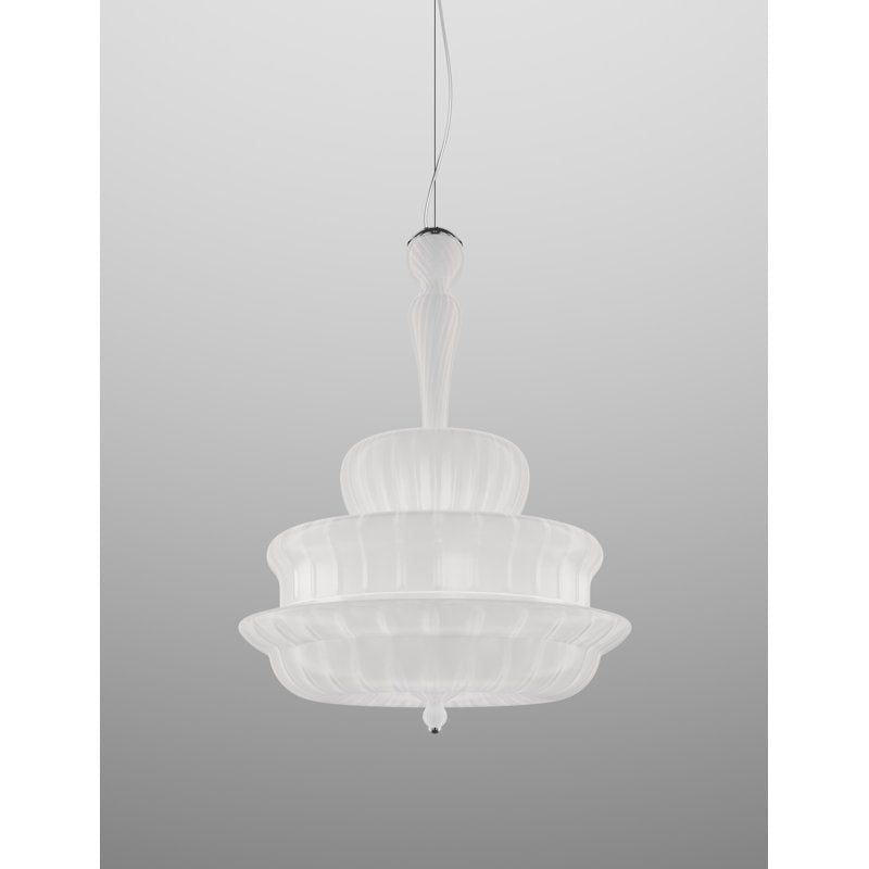 Novecento Suspension G Crystal Striped Glass Glossy Chrome E12 Ul