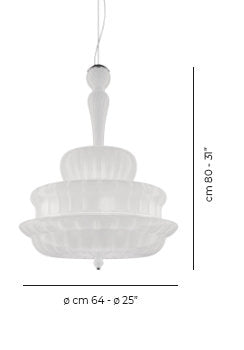 Novecento Suspension G Crystal Striped Glass Glossy Chrome E12 Ul