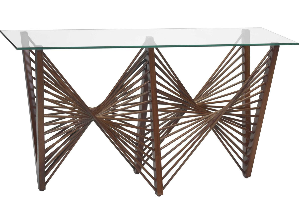 Geo Rectangular Glass Brown Console Table