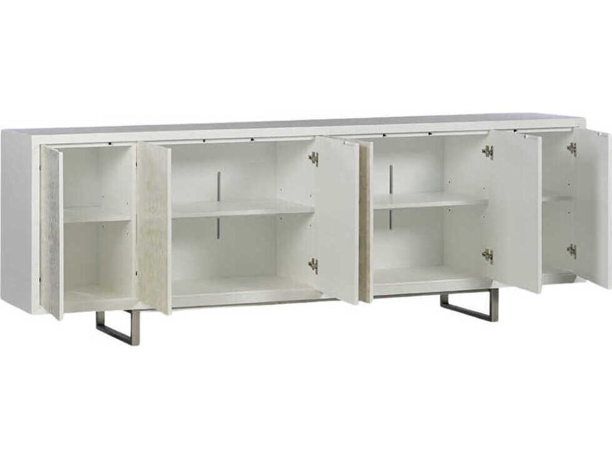Capiz 112 Inch Acacia Wood Sideboard Ghost Finish