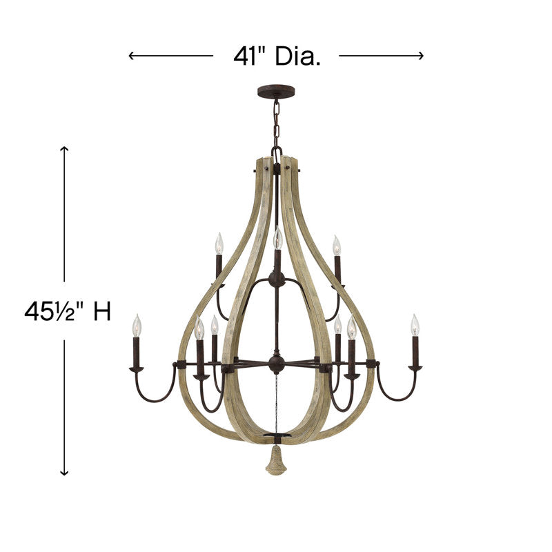 Oceane 9 - Light Candle Style Empire Chandelier