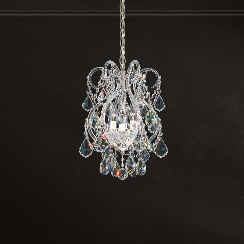 Olde World 4 Light 11in x 17in Pendant in Polished Gold with Clear Radiance Crystals