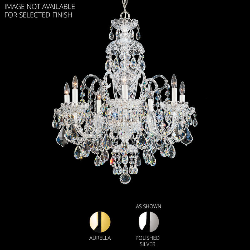 Olde World 7 Light 25in x 31in Chandelier in Polished Gold with Clear Heritage Handcut Crystals