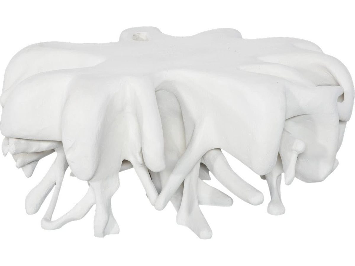 Cast Round White Stone Coffee Table in Off White
