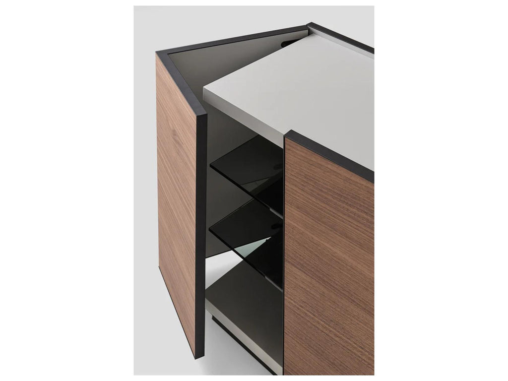 Cornice 82-Inch Sideboard with Dark Grey Ash and Grey Roccia Matt Lacquer
