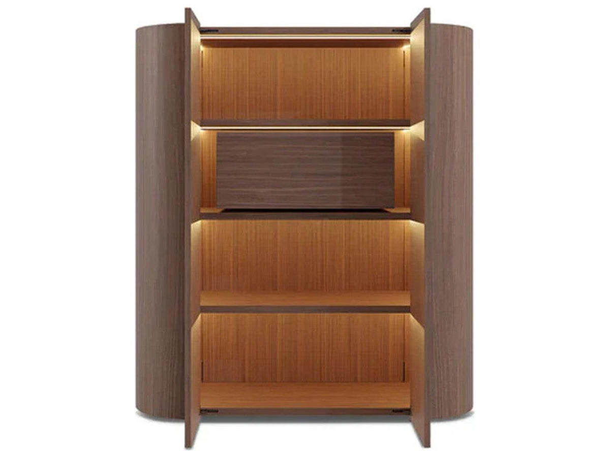 Dedalo Bar Sideboard 55 Inch Walnut with Matt Titanium Finish