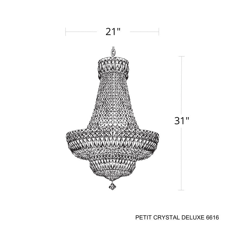 Petit Crystal Deluxe 16 Light 21in x 31in Chandelier in Silver with Clear Radiance Crystals
