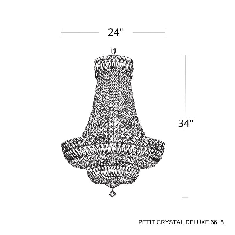 Petit Crystal Deluxe 23 Light 24in x 34in Chandelier in Silver with Clear Optic Crystals