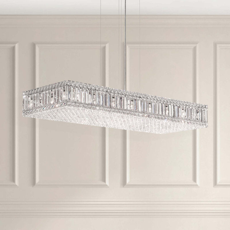 Quantum 23 Light 39in x 15in Chandelier in Polished Stainless Steel with Clear Radiance Crystals