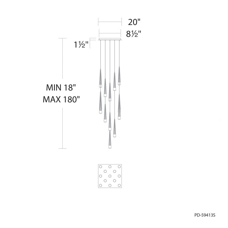 Quill Square Multi-Light 4-CCT Pendant