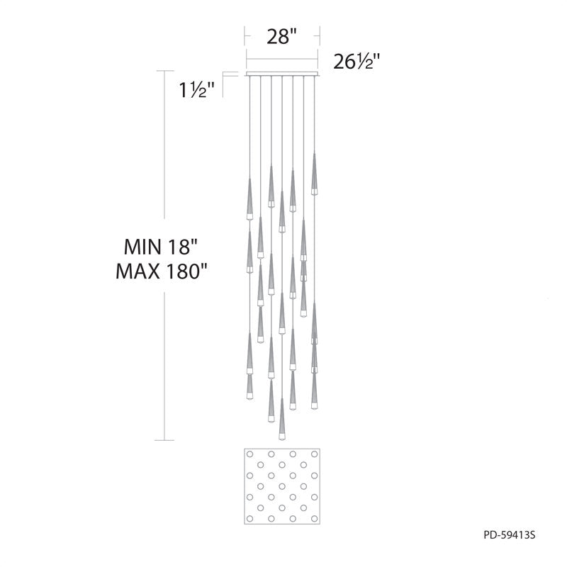 Quill Square Multi-Light 4-CCT Pendant
