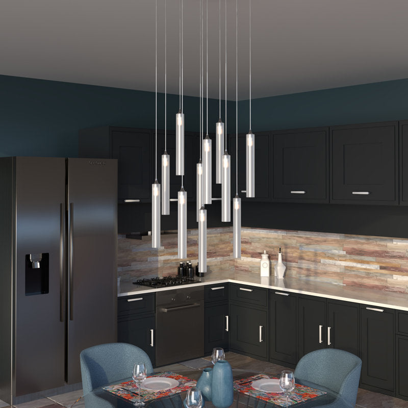 Rainfall 11 Frosted White Glass Pendants Chandelier