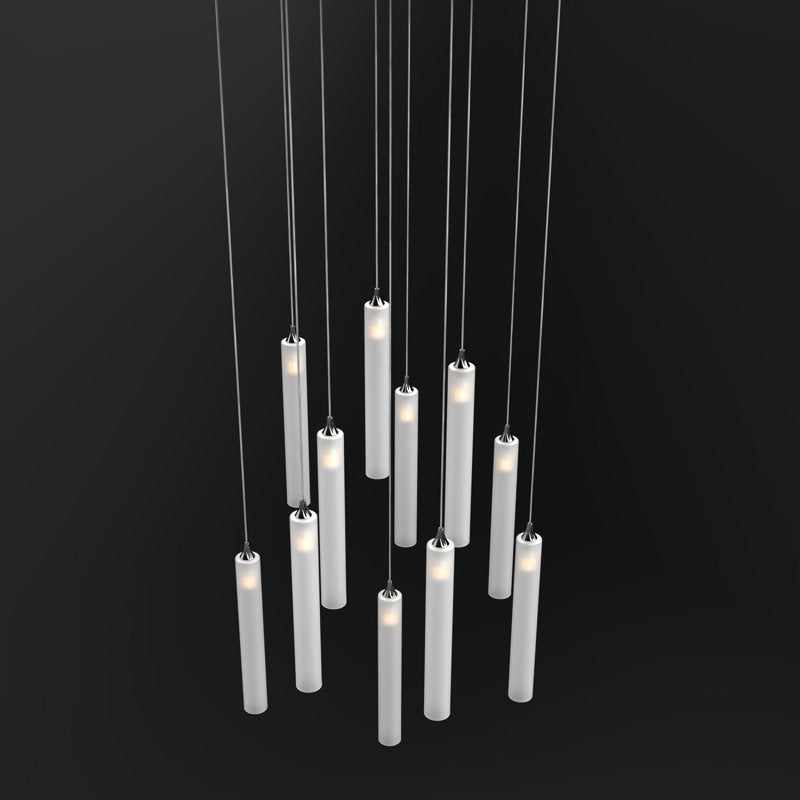 Rainfall 11 Frosted White Glass Pendants Chandelier