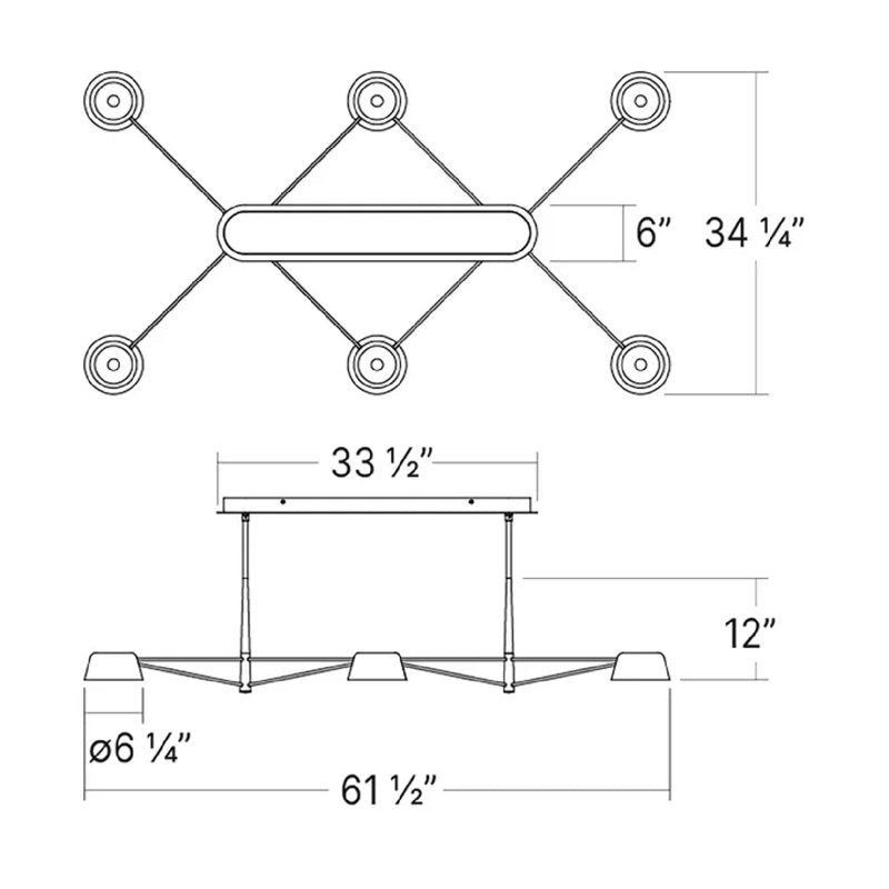Ray 6 - Light LED Chandelier