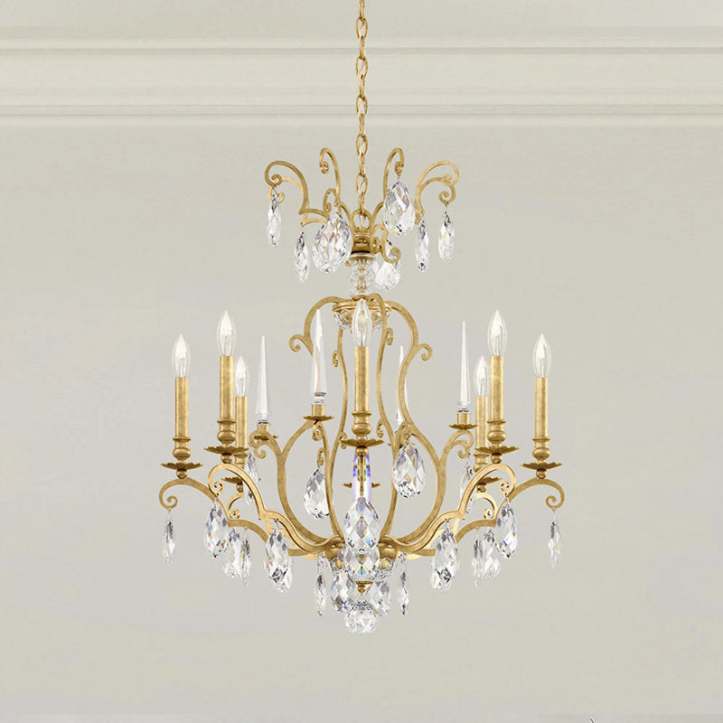 Renaissance Nouveau 8 Light 32in x 31in Chandelier in Heirloom Gold with Clear Heritage Handcut Crystals