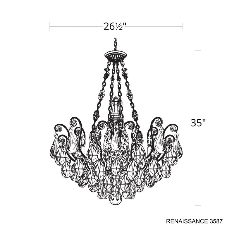 Renaissance Rock Crystal 8 Light 26.5in x 35in Pendant in Black with Amethyst and Black Diamond Heritage Handcut and Quartz Rock Crystals