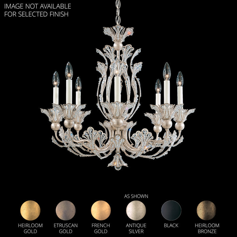 Rivendell 8 Light 26in x 23in Chandelier with Candleslips in Antique Silver with Clear Radiance Crystals