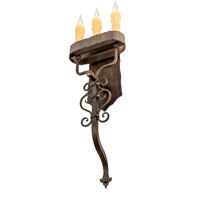 Rustic Lodge 3 - Light Candle Wall Light