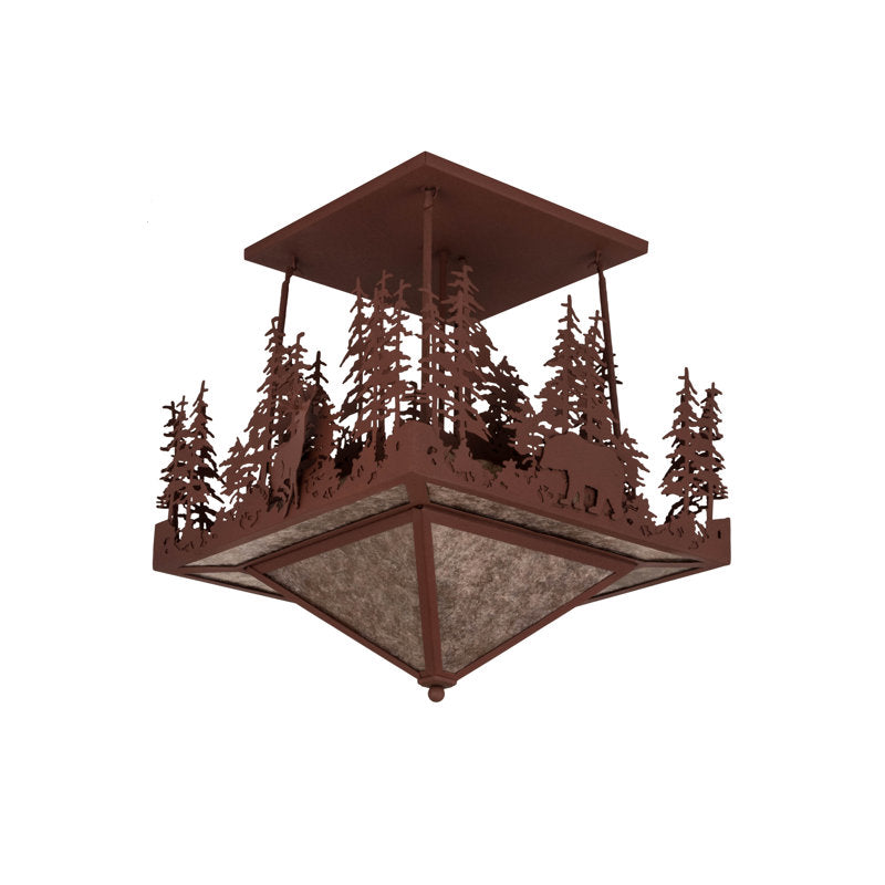 Rustic Lodge 4 - Light Semi Flush Mount