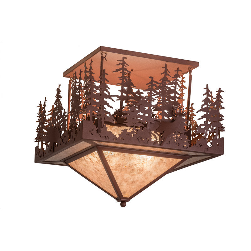 Rustic Lodge 4 - Light Semi Flush Mount