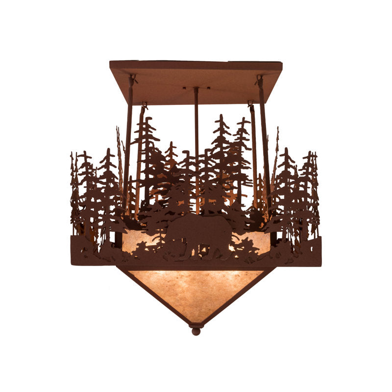 Rustic Lodge 4 - Light Semi Flush Mount