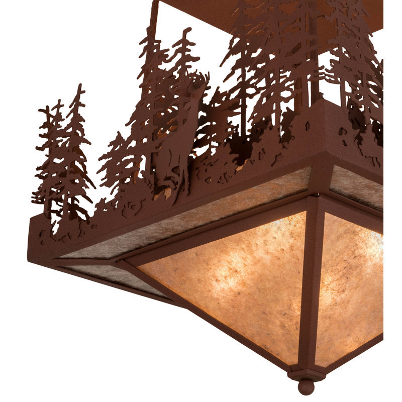 Rustic Lodge 4 - Light Semi Flush Mount