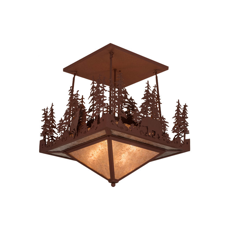 Rustic Lodge 4 - Light Semi Flush Mount