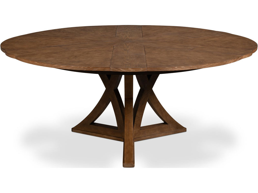 Casual Jupe Extendable Round Dining Table in Light Mink Finish
