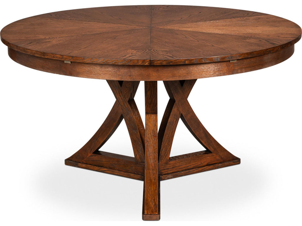 Casual Jupe Round Extendable Dining Table in Dark Walnut