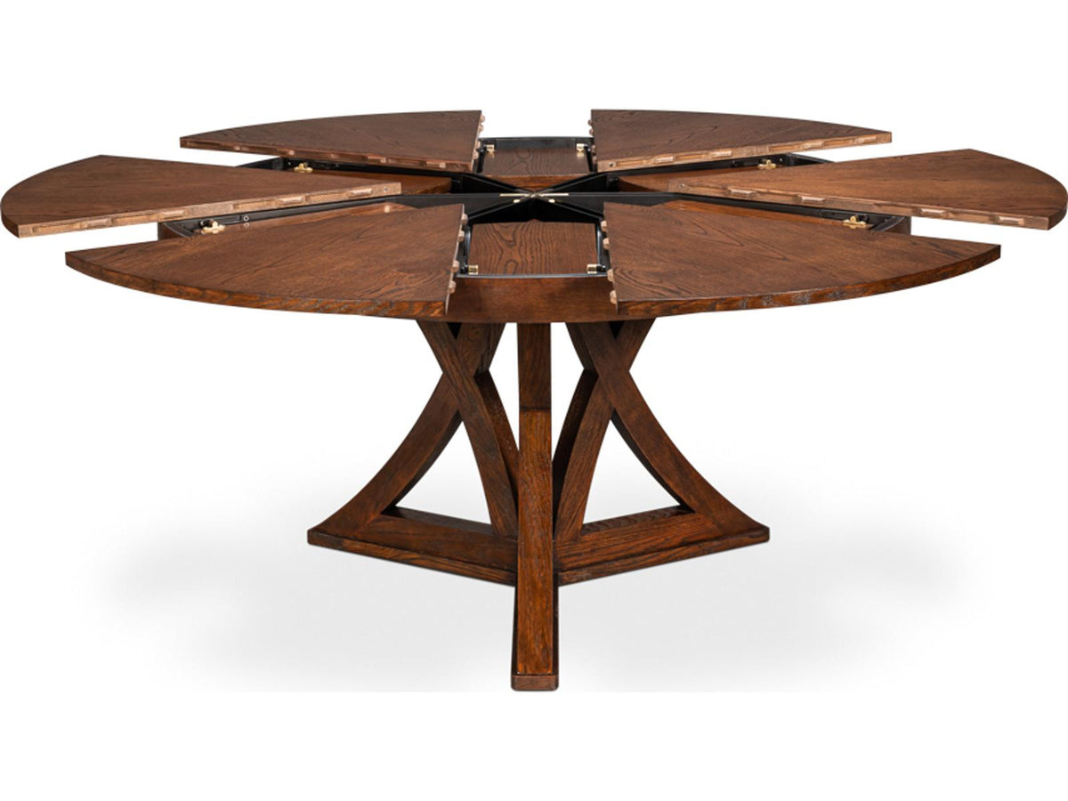 Casual Jupe Round Extendable Dining Table in Dark Walnut
