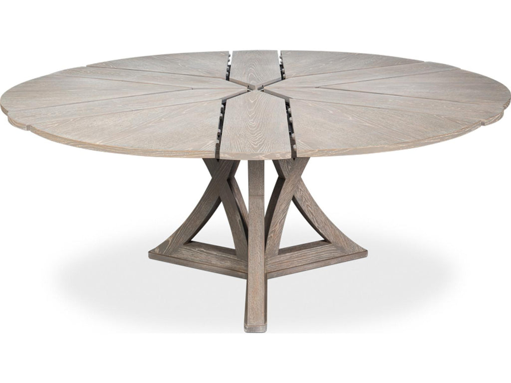 Casual Jupe Extendable Round Dining Table in Moonskin Oak