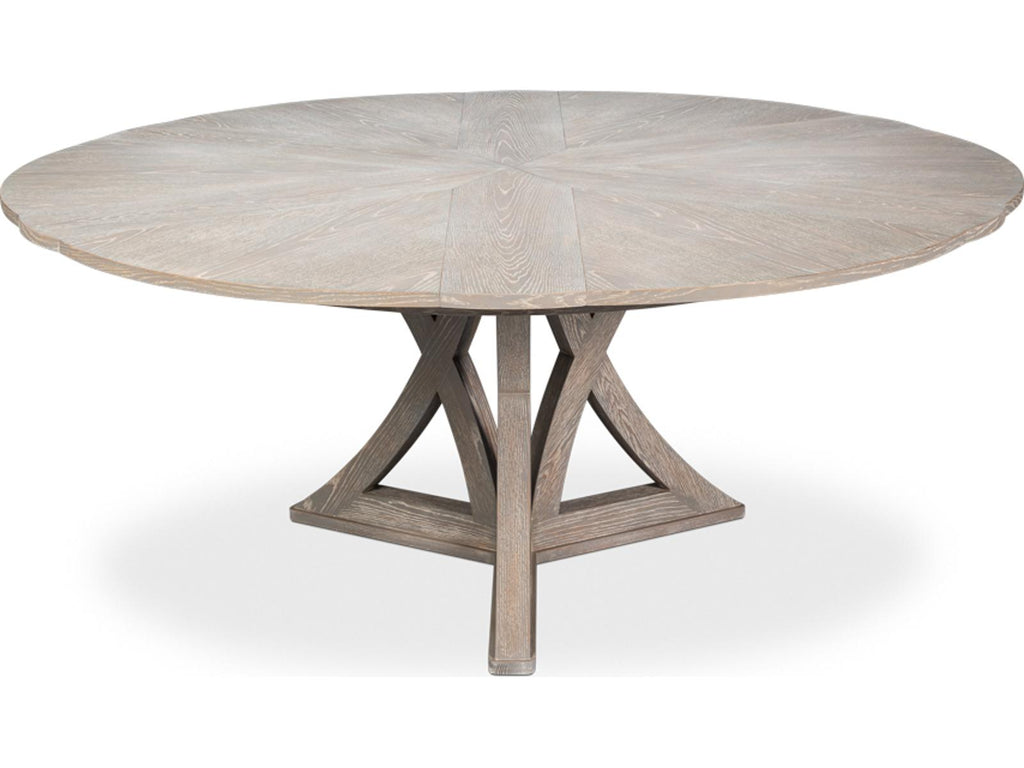 Casual Jupe Extendable Round Dining Table in Moonskin Oak