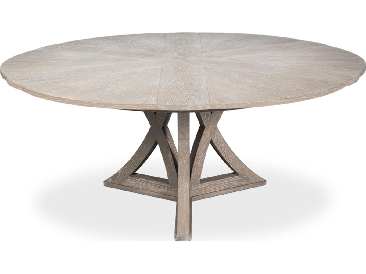 Casual Jupe Extendable Round Dining Table in Moonskin Oak