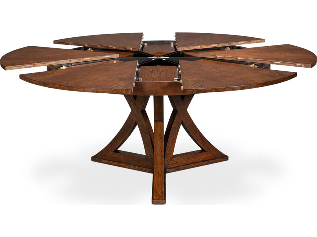 Casual Jupe Round Extendable Dining Table in Dark Walnut