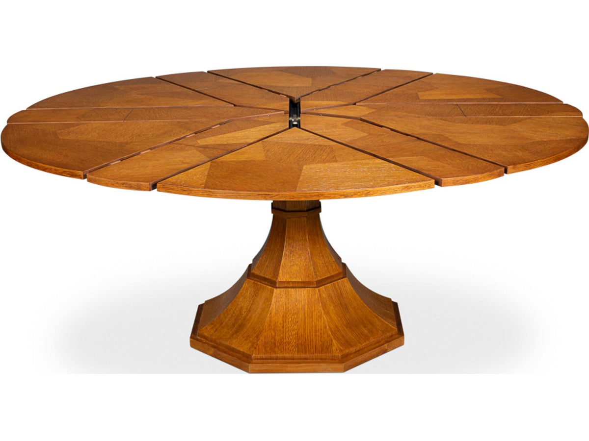Giselle 55-Inch Round Jupe Extendable Dining Table in Tobacco Brown